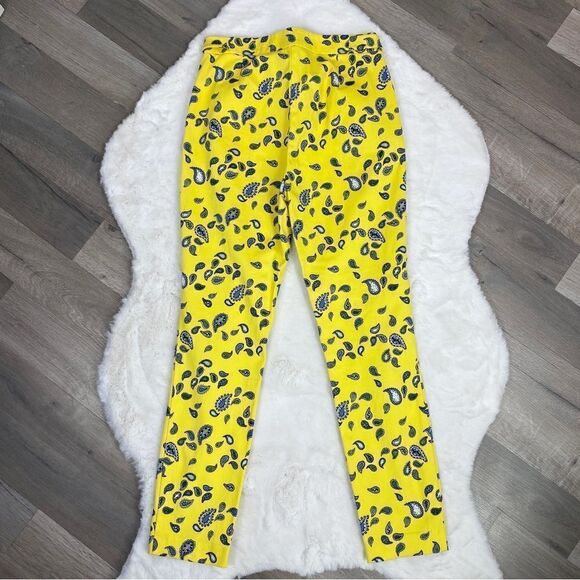 Zara Paisley Print Ankle Pants Yellow Blue 4 - Picture 6 of 11